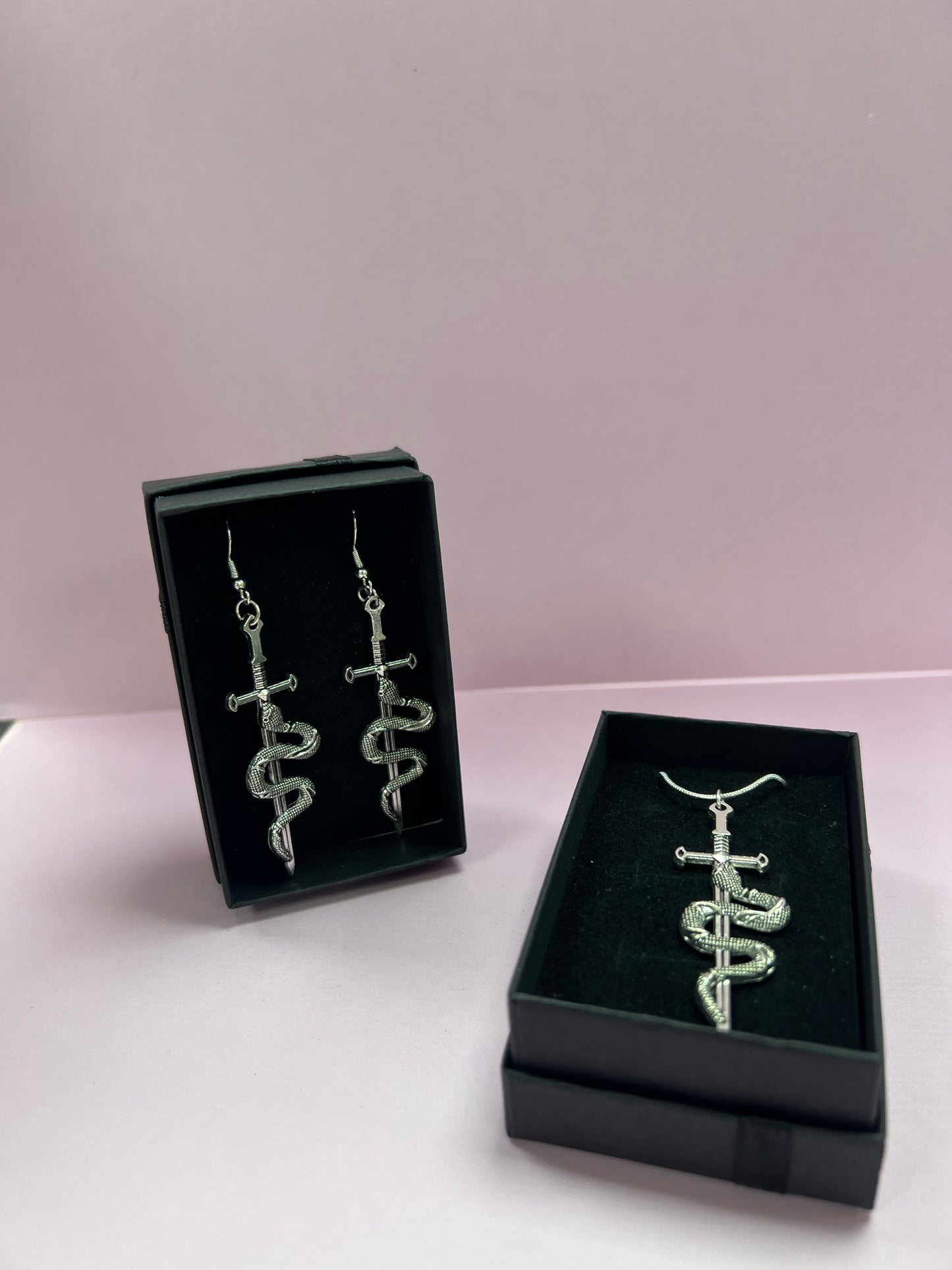 Snake Sword Earrings And Necklace Set #1