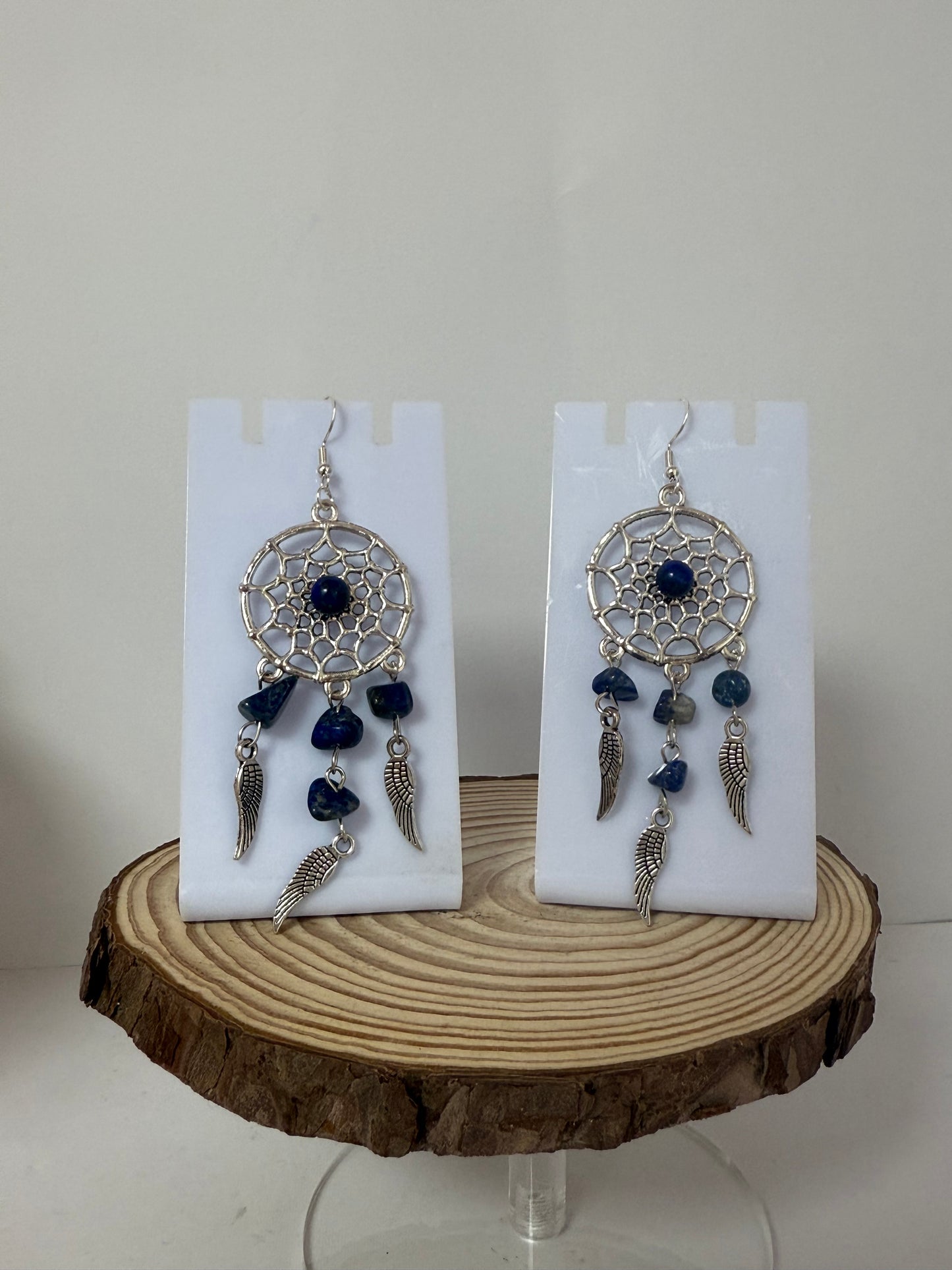 Blue Dream Capture With Crystal Stones Silver Drop Earrings