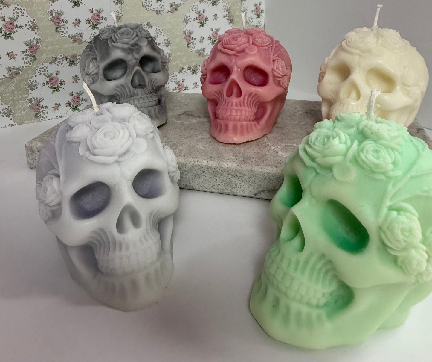 Rose Skull Candle