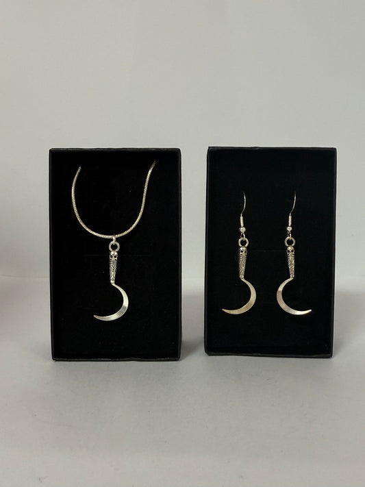 Sickle Knife Earrings And Necklace Set
