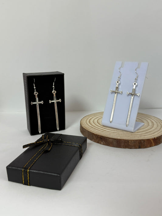 Thick Sword Drop Earrings