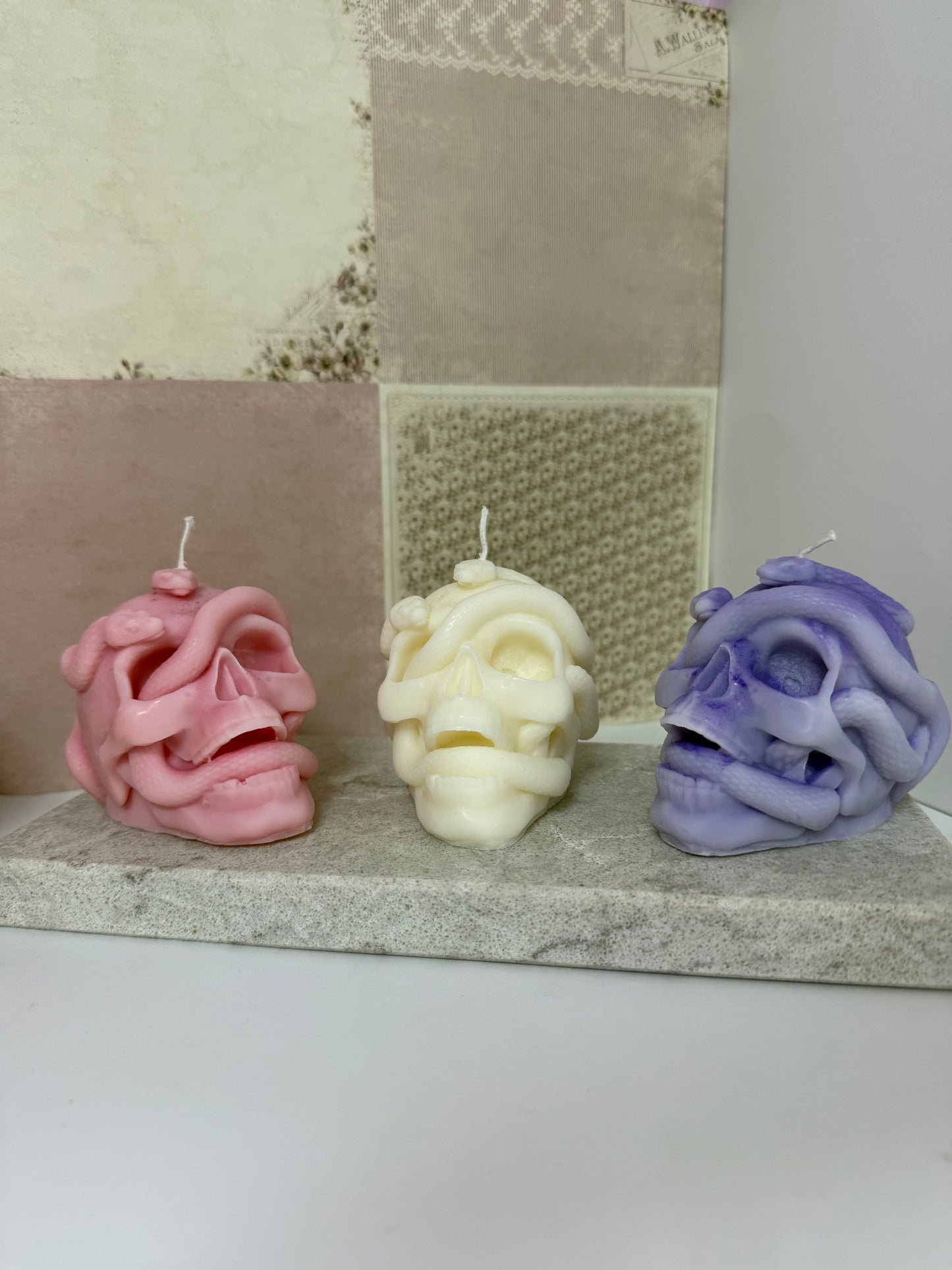 Skull Snake Candle