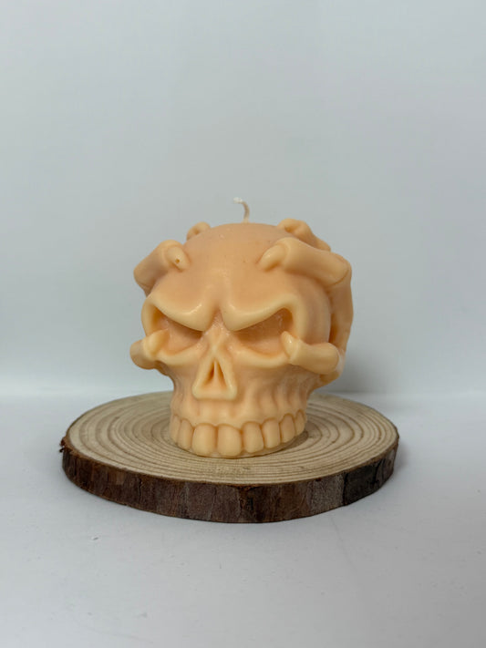 Skull With Skeleton Hands Candle