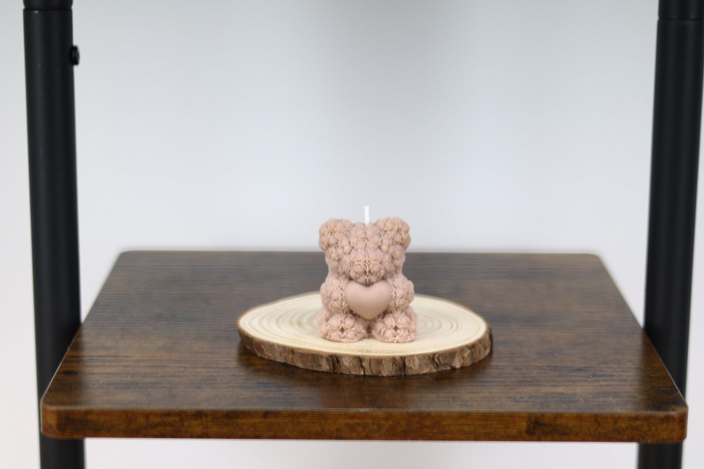 Rose Bear Holding Heart Candle