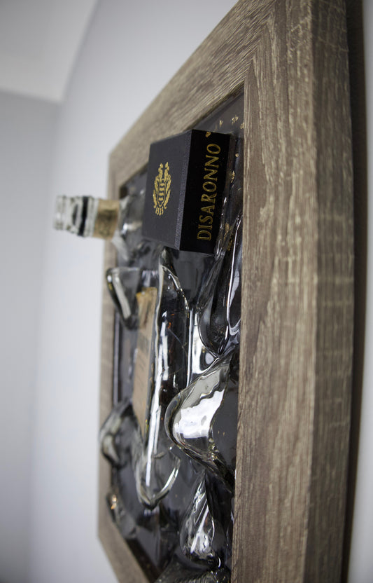 Framed Disaronno Smashed Bottle Art