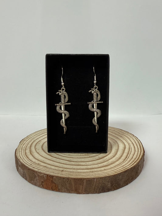 Snake & Sword Drop Earrings