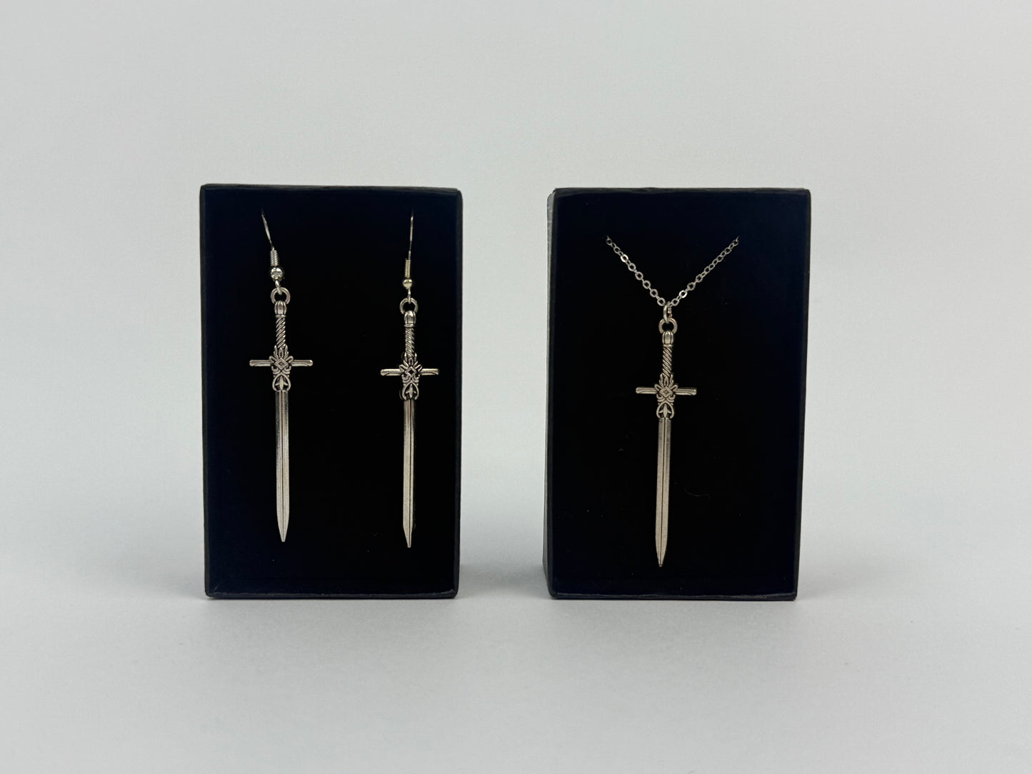 Sword Thin Knife Necklace & Earrings Set