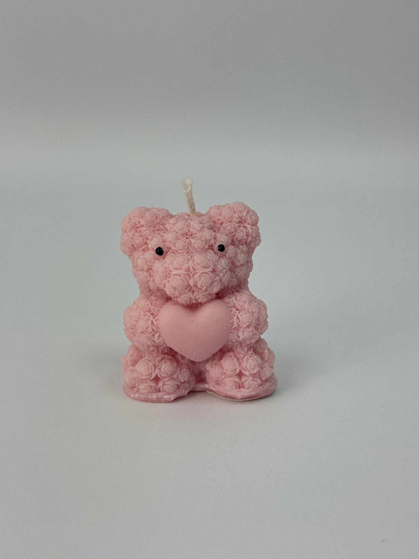 Rose Bear Holding Heart Candle