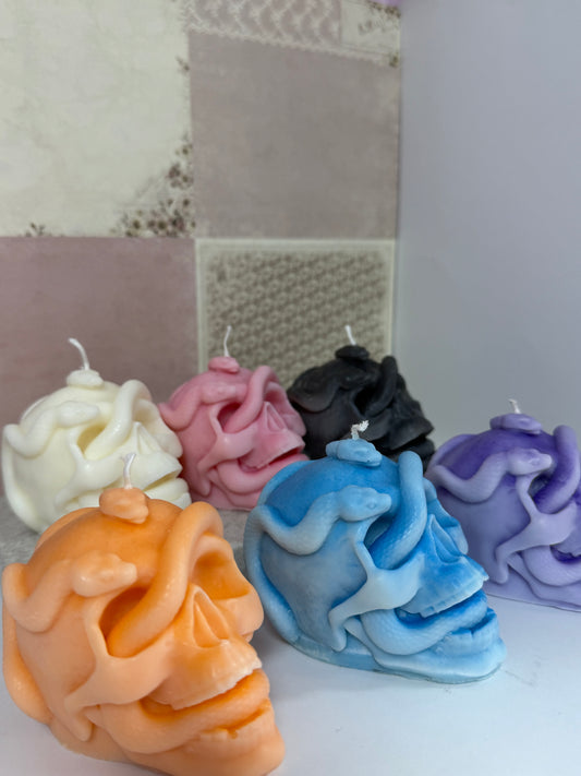 Skull Snake Candle