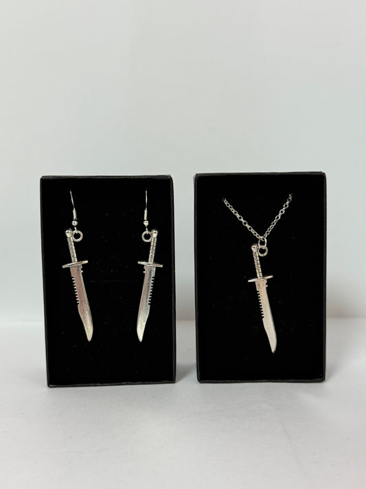 Machete Earrings And Necklace Set