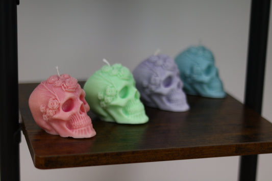 Rose Skull Candle