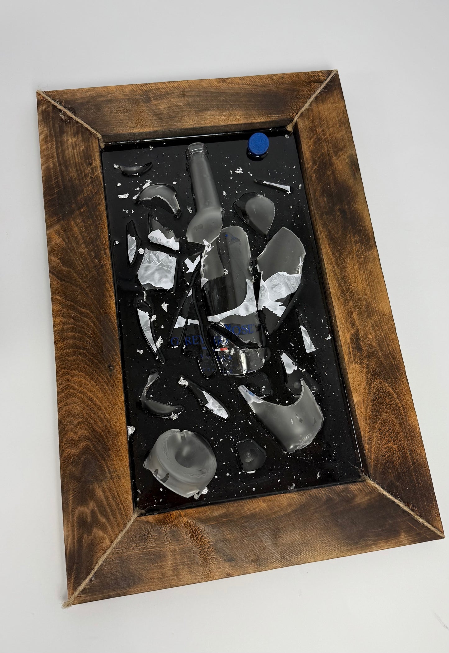 Framed Grey Goose Vodka Smashed Bottle Art