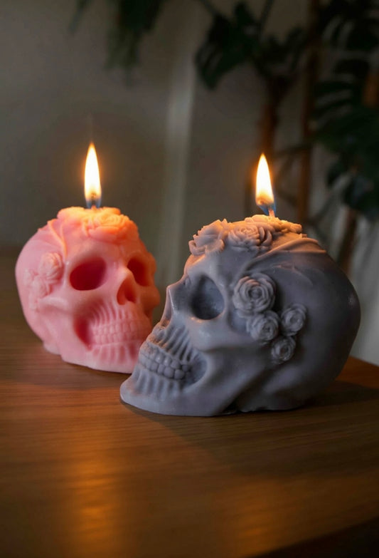 Rose Skull Candle