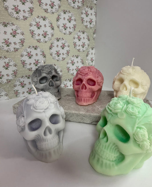 Rose Skull Candle