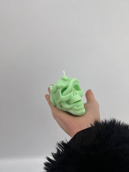 Snake in Skull Candle