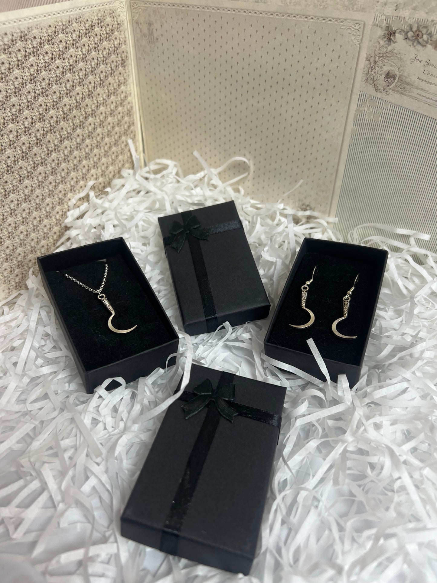 Sickle Knife Earrings And Necklace Set