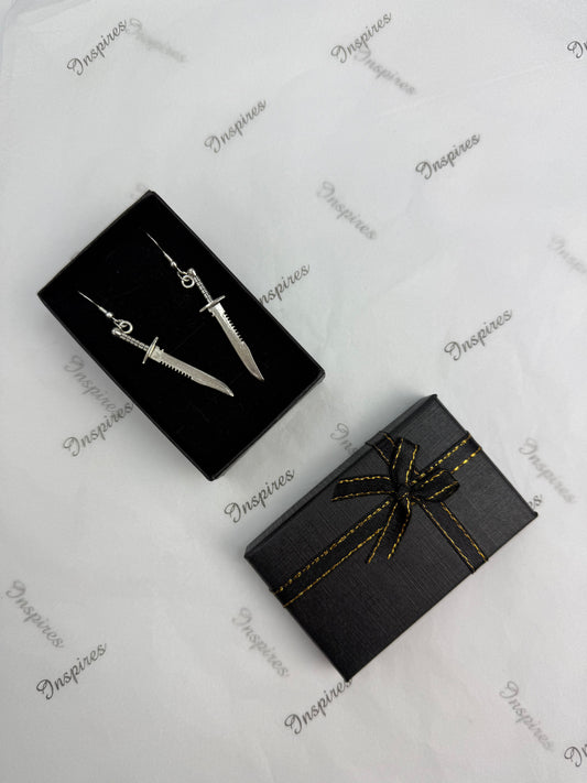 Thin Sword Drop Earrings