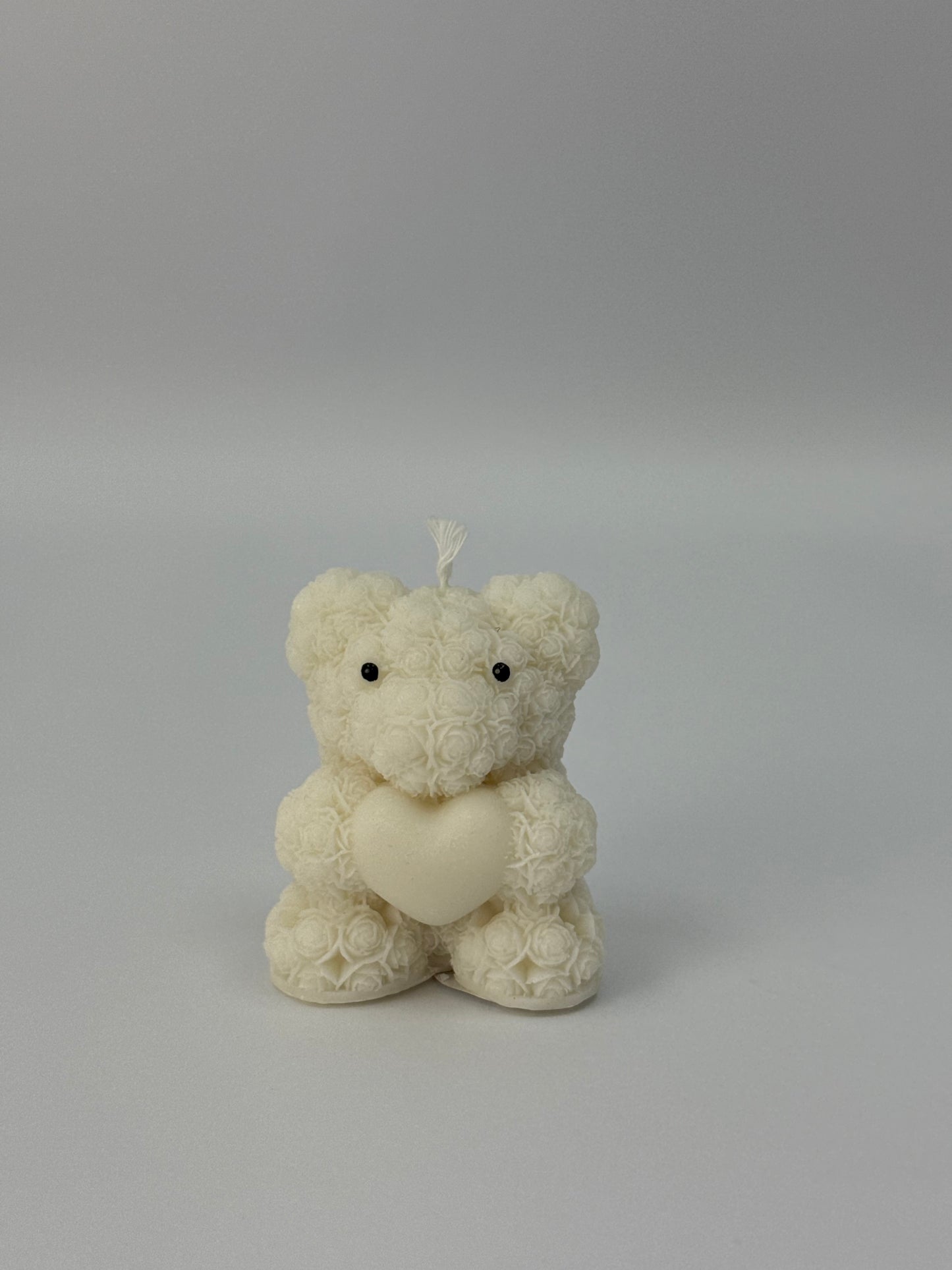 Rose Bear Holding Heart Candle