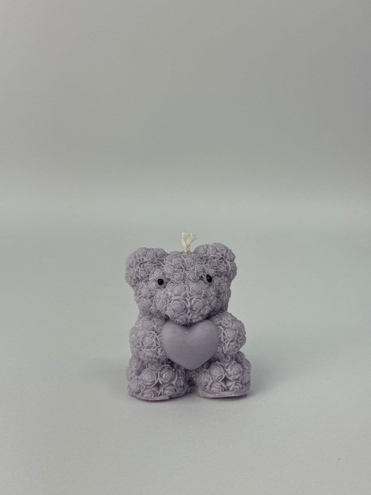 Rose Bear Holding Heart Candle