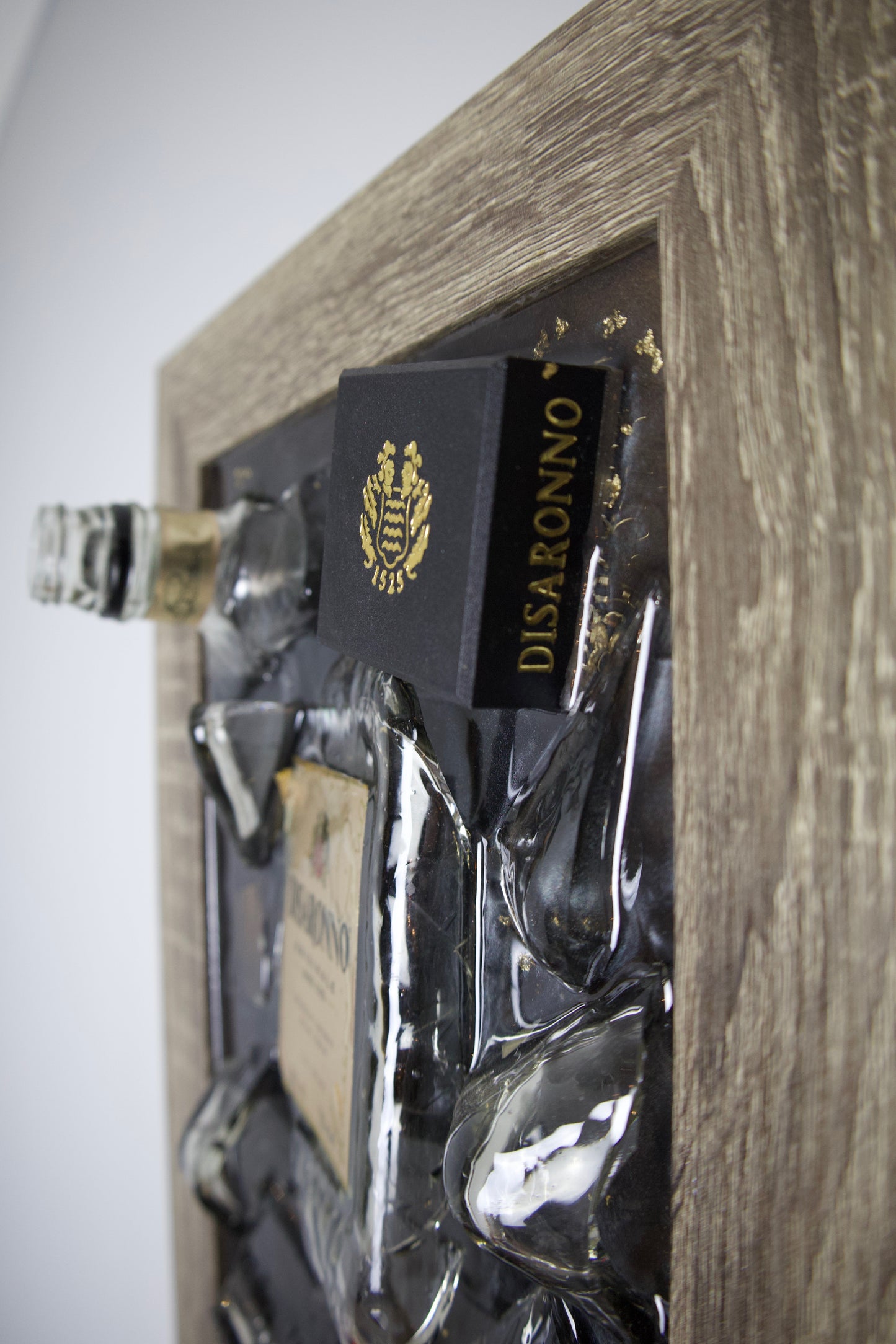 Framed Disaronno Smashed Bottle Art