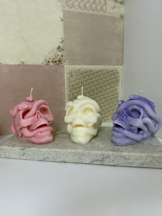 Skull Snake Candle