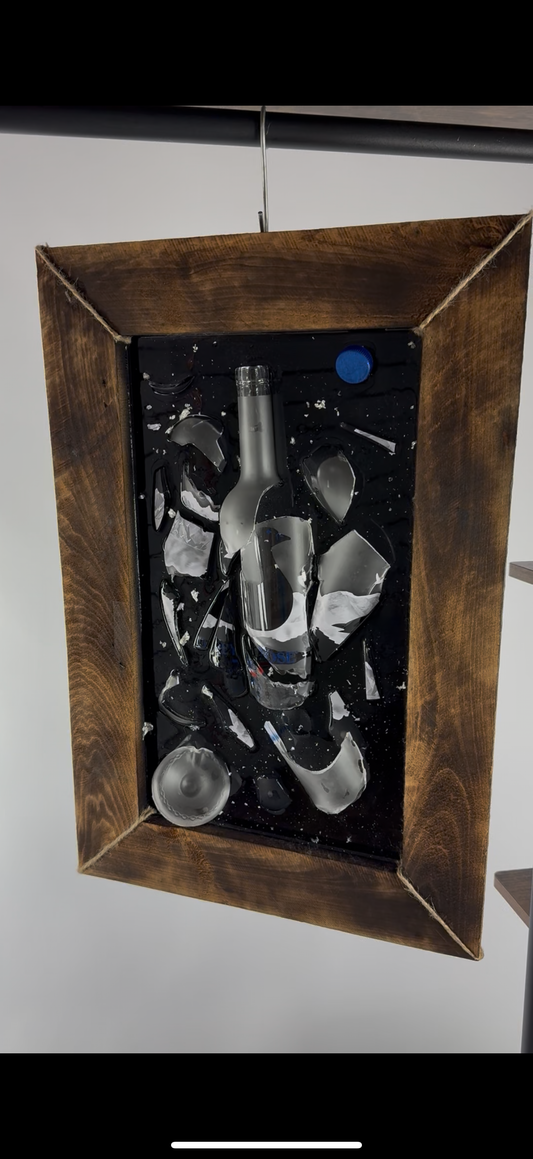 Grey Goose Vodka Bottle Wall Art, in Rustic Wooden Frame