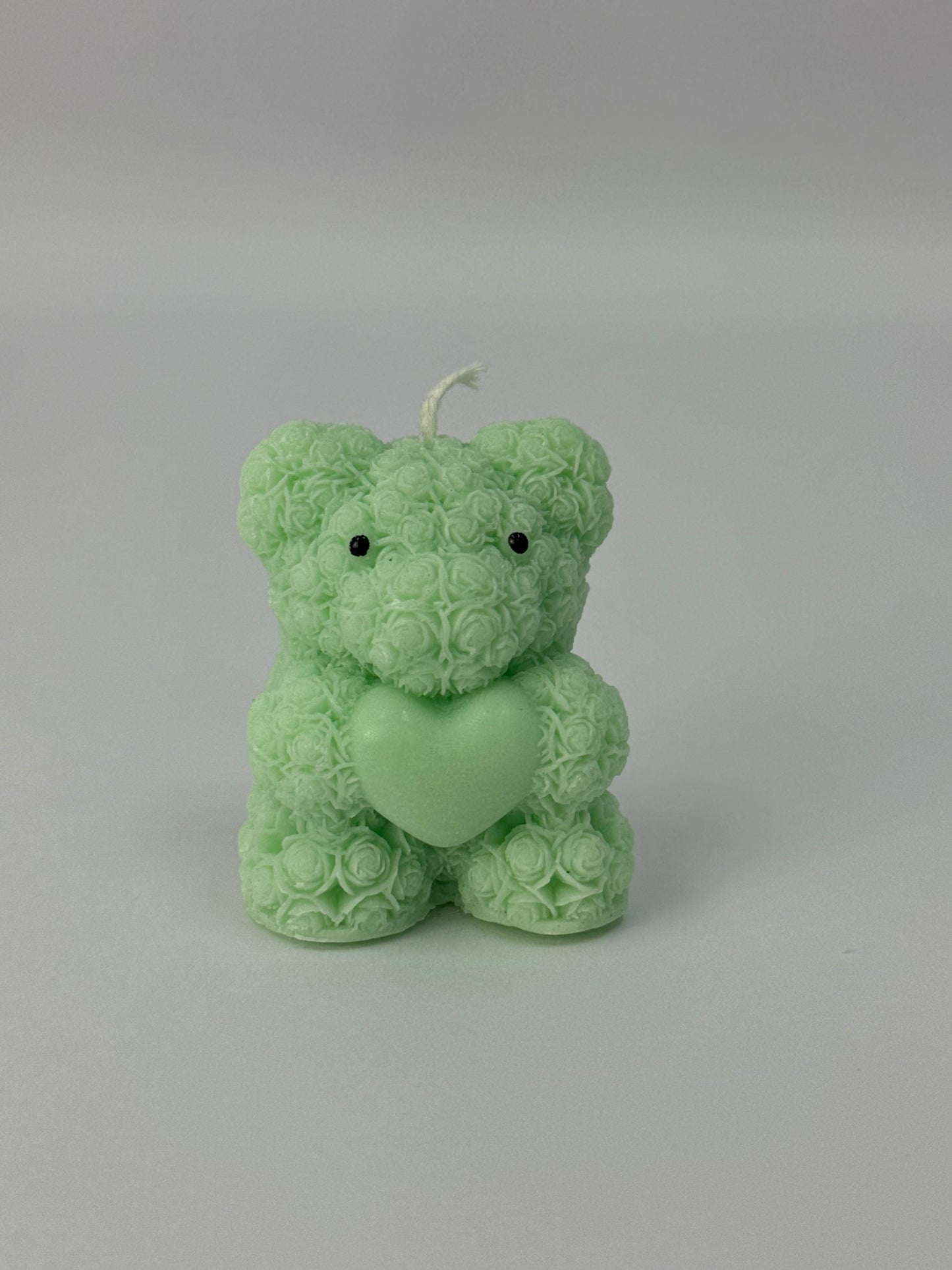 Rose Bear Holding Heart Candle