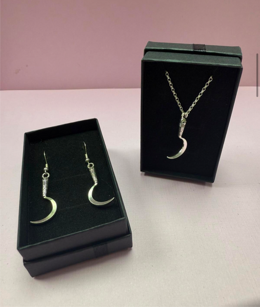 Sickle Knife Earrings And Necklace Set