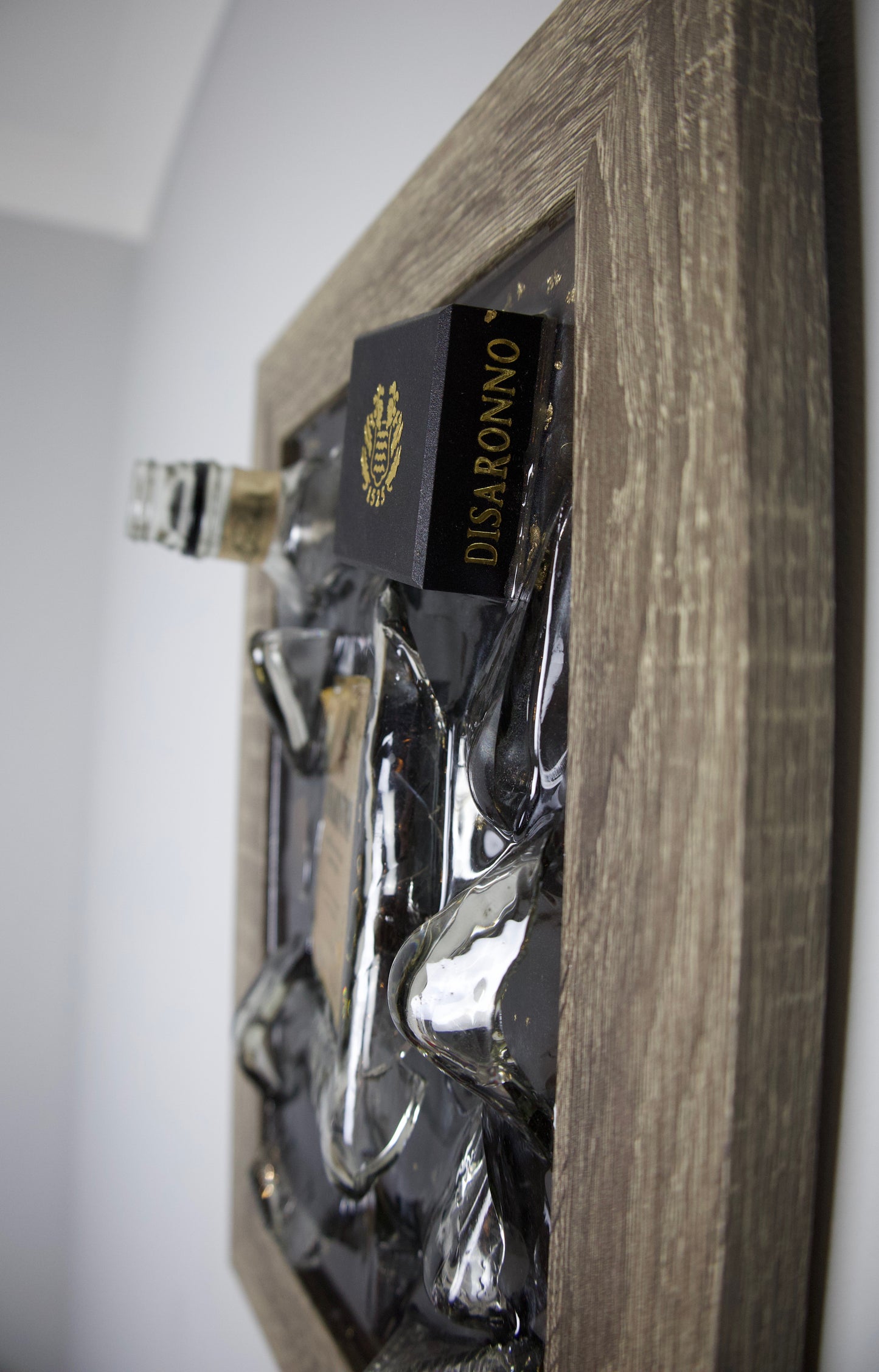 Framed Disaronno Smashed Bottle Art