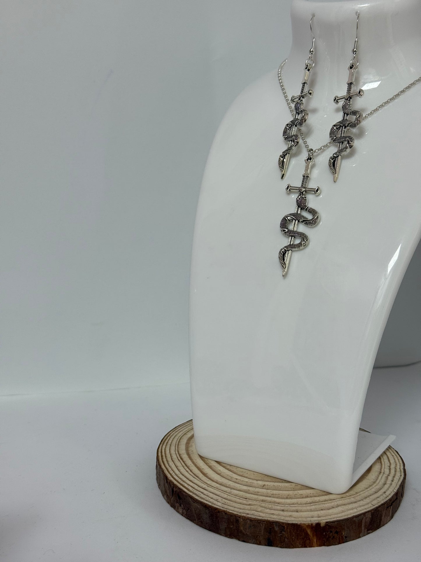 Snake Sword Earrings And Necklace Set #1