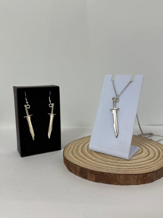 Machete Earrings And Necklace Set