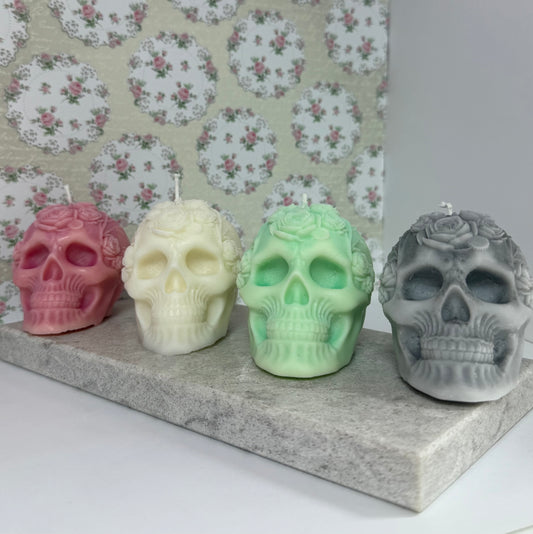 Rose Skull Candle