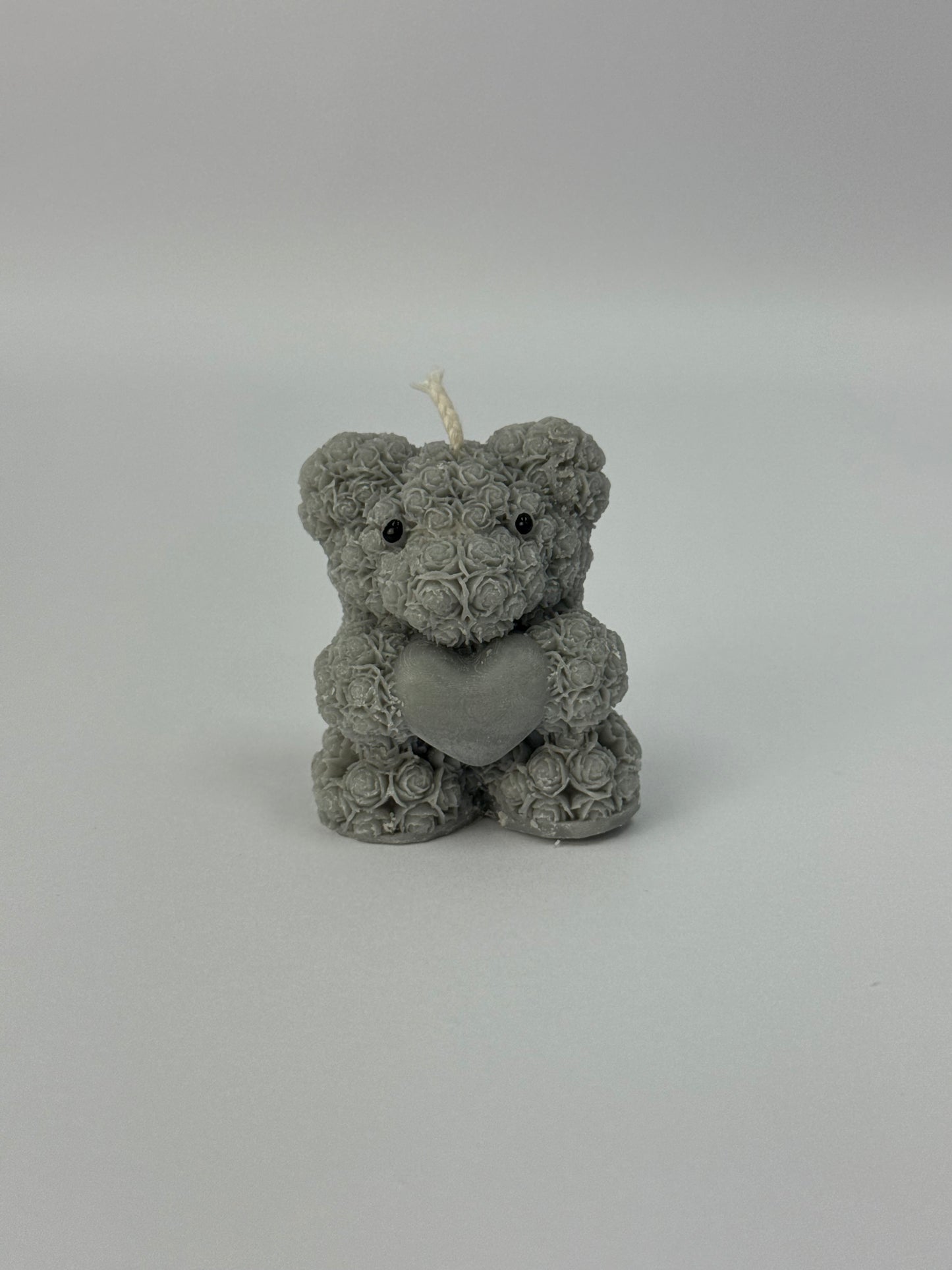 Rose Bear Holding Heart Candle