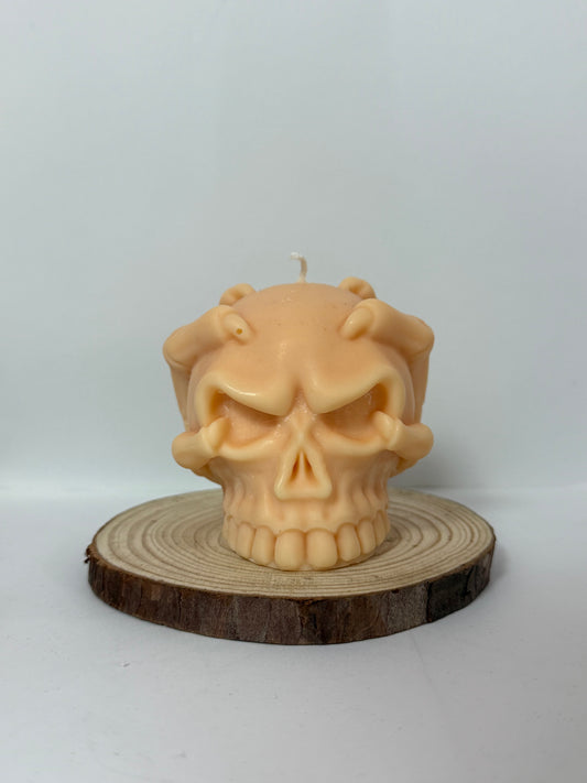 Skull With Skeleton Hands Candle