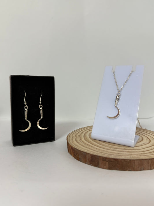 Sickle Knife Earrings And Necklace Set