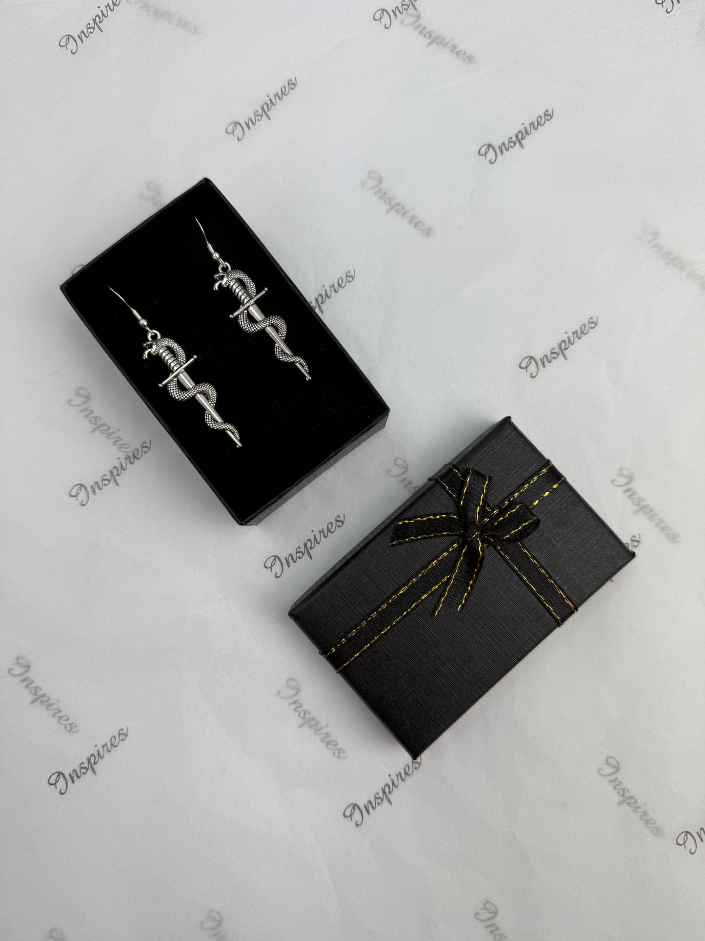Snake & Sword Drop Earrings