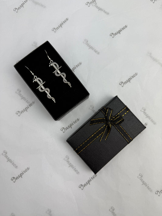 Snake & Sword Drop Earrings